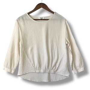 Anthropologie Sam & Lavi XS Gauze 100% Cotton Blouse Cream Coastal Neutral Boho